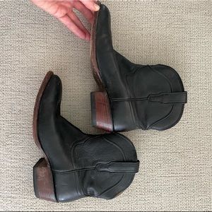 Gently worn Tecovas cowboy boots in black leather